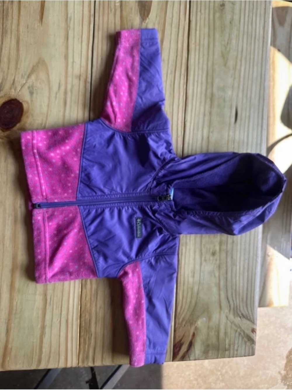 Columbia Kids Purple and Pink Hooded Rain Jacket